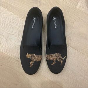 Vivaia Black Cheetah Round toe Women's Loafers